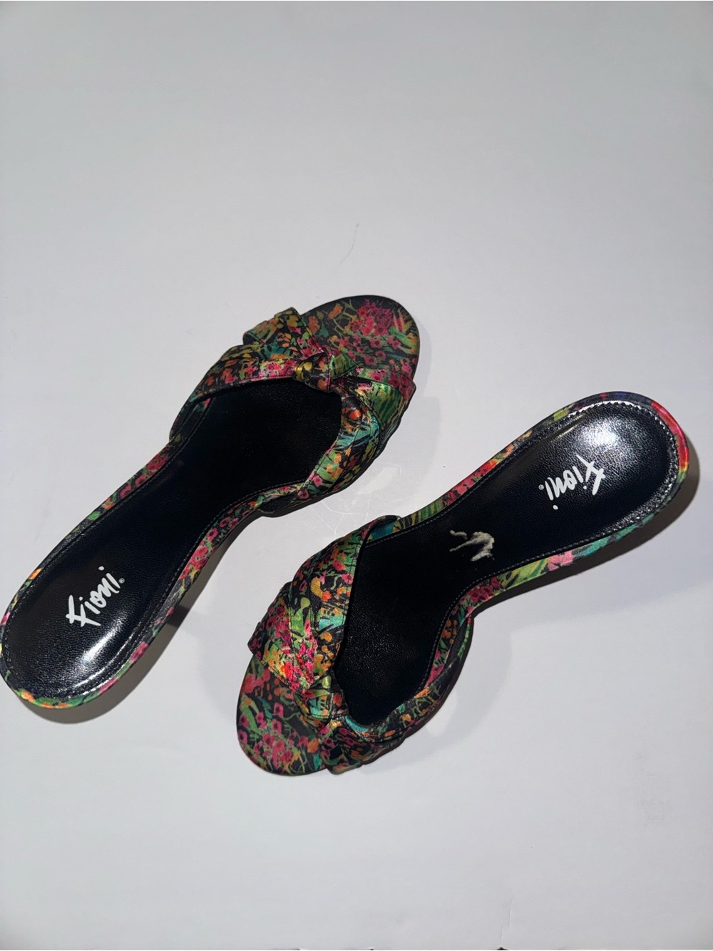 Floral Knot Slide Mules — Multicolor